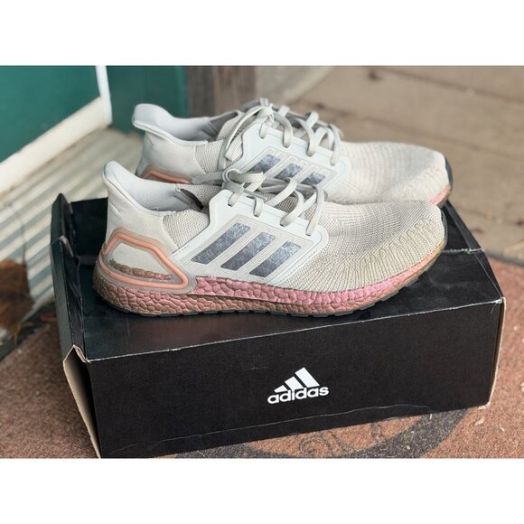 Size 11 - Adidas Ultraboost 20 Metal Grey Signal Coral - Picture 2 of 7